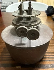 Antique 1870s DUPLEX Brass Oil Lamp Tank With Burner, Double Wicks - Picture 1 of 9