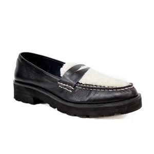 Mocasines Sperry Gruesos Penny Cuero Negro Crema Sherpa Suela Para Mujer Talla 7 - Imagen 1 de 11