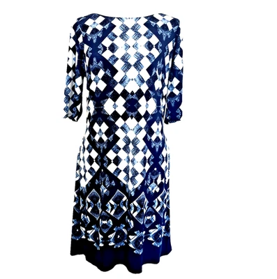 NWT ELIZA J Womens Size 10 Shift Dress Stretch Boat Neck Knee Length Elbow Blue - Image 1 of 4