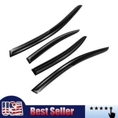 Window Visor Fits For Mitsubishi Lancer 2008-2017 4Pcs JDM 3D Wavy Tape-on - Image 1 of 4