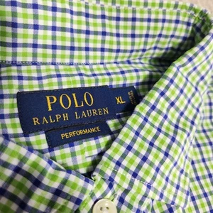 Camisa Polo Ralph Lauren Hombre XL Rendimiento Abotonada Verde Cuadros Secado Rápido - Imagen 1 de 8
