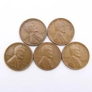 1941 42 44 45 46 Lincoln Wheat Cent Penny Lot- Actual Coins Shown [WCL126] - Picture 1 of 2