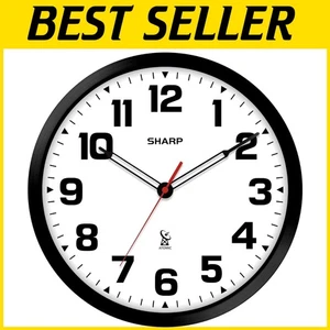 Battery Operated Atomic Clock - Sleek 12" Round Design for Easy Reading - Picture 1 of 9
