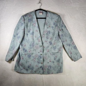 Vtg TanJay Blazer Jacket Womens 18 Pastel Floral Button Up Made in Canada - Picture 1 of 9