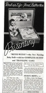 BETSY-WETSY New Nursing Baby Doll Traveling Case October 1937 print ad - Picture 1 of 2