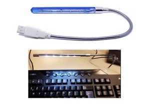 LAMPADA USB a 5 LED flessibile per PC e NOTEBOOK luce bianca console hifi modem - Zdjęcie 1 z 1