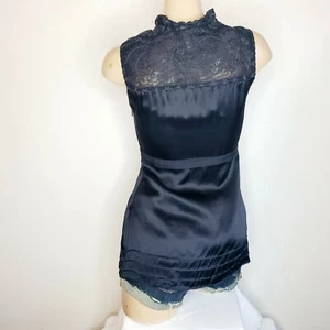 Fossil Womens Black Silk Lace Sleeveless Top Size XS - Picture 1 of 7