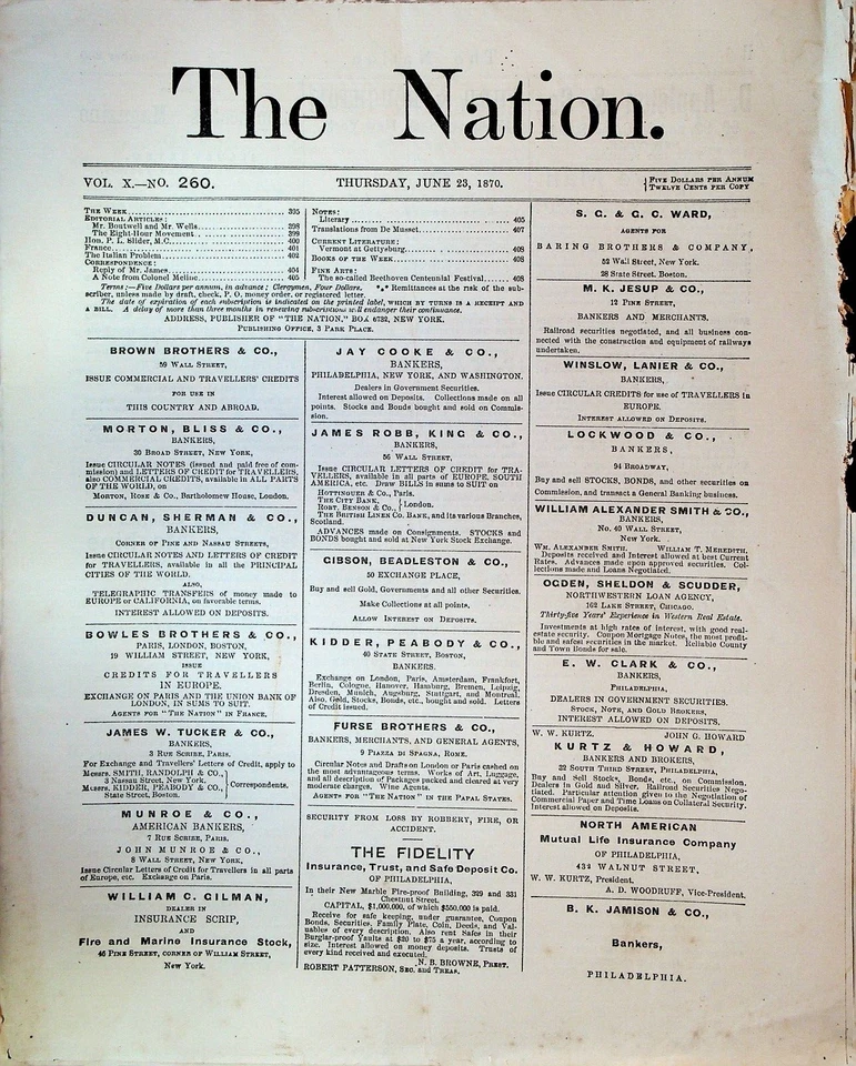 The Nation Magazine June 23 1870 Crispins Chinese Henry James - Image 1 of 3