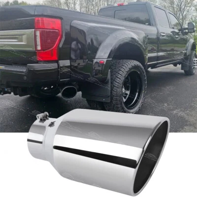 Puntas de tubo de escape de acero inoxidable atornillables de 15" para Ford F-350 doble 5" entrada 8" salida Foto 1 de 4