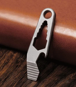 Mini TC4 Titanium Keychain Multi Tools Pry Bar EDC Crowbar Wrench Bottle Opener - Picture 1 of 10