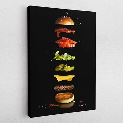 Leinwandbild Poster Acryl Glas Pop-Art leckerer Cheese Burger Zutaten Essen - Bild 1 von 4