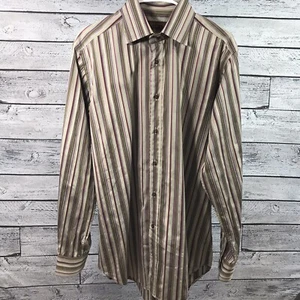 Etro Milano mehrfarbig gestreiftes Baumwollhemd mit Knopfleiste Freizeit/Kleid Größe 42 gebraucht, in einwandfreiem Zustand - Bild 1 von 9