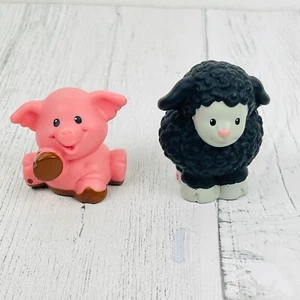 Fisher Price Little People FPLP Lot of 2 Pig and Black Sheep 2001 Farm Animals - Picture 1 of 6