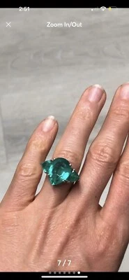Anillo de plata 925 con montura de filigrana de cuarzo esmeralda natural de 10 quilates Foto 1 de 4