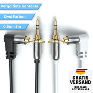 3,5mm Klinken Kabel Winkel AUX Kabel Stereo Audio Hifi Tablet Klinke Audiokabel - Bild 1 von 10