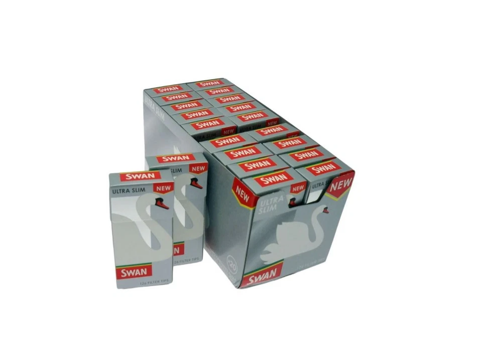 20 PACKS of 126  Swan Ultra Slim Pre Cut Cigarette Smoking Roaches Filter Tips  - Image 1 of 1