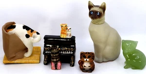 Vintage Katzen 5 Stück Jade, Keramik, Steinzeug, Lamoge Box, Purrfect Pet Avon 5 Katzen - Bild 1 von 12