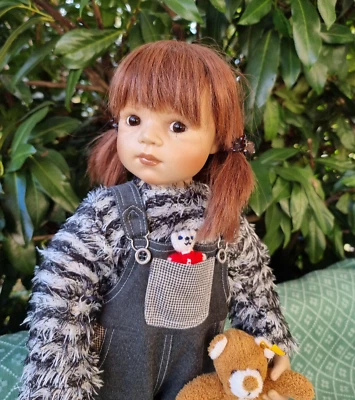 Zapf Künstlerpuppe Anna Puppe S. Frieske 48 cm 2002 Limit 850 St. + Steiff Teddy - Bild 1 von 4