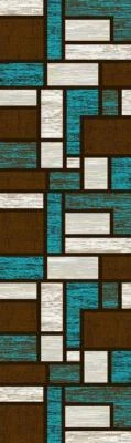 Premium Carved Modern Contemporary Abstract Rug 3995 Turquoise Blue Brown 2'2' - Image 1 of 4
