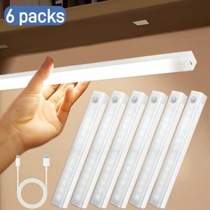 6X LED Motion Sensor PIR Night Light Cordless Battery Powered Closet Stair Light - Picture 1 of 13