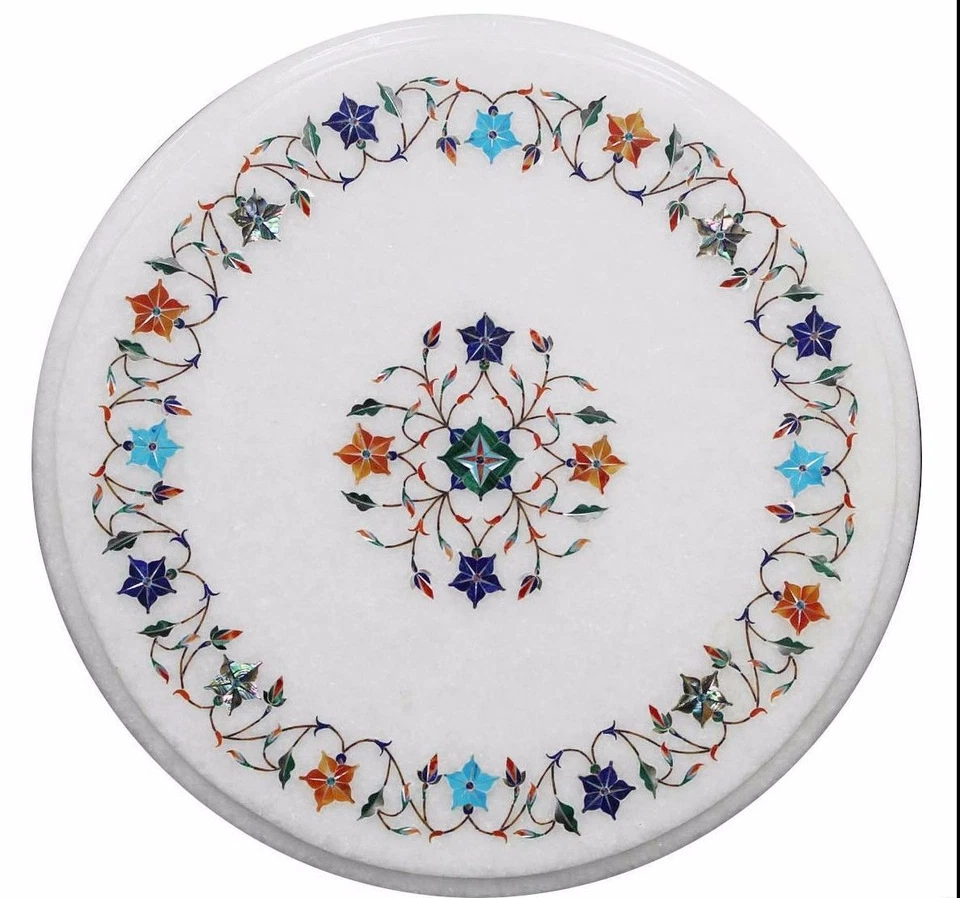 Decorative Marble Coffee Table Top Pietra Dura Handmade work Home Decor - Image 1 of 1