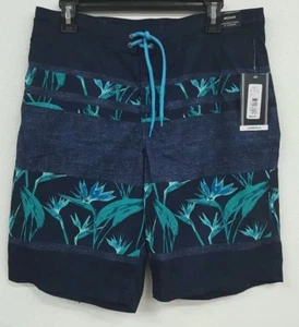 Roundtree & Yorke Dark Navy Blue Tropical Floral Men's Swimwear NWT $49.50 M L - Picture 1 of 3