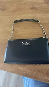 Kate Spade Black Leather Wellesley Byrd Handbag Bag Purse Accent Chain Handle - Picture 1 of 3