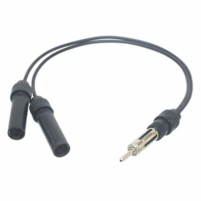 Car Radio stereo DIN Aerial antenna splitter Y adapter cable 1 male to 2 female - Image 1 of 4