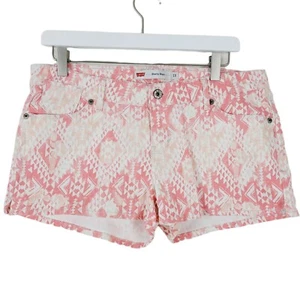 Levi's Juniors Sz 13 Booty Shorty Shorts White Salmon Aztec Print Casual Denim - Picture 1 of 9