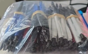 Lot of 100 Retractable Writing Pens Blue/Black Ink - Picture 1 of 2