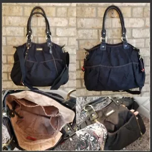 Storksak Olivia BLACK Nylon Baby Diaper Bag (14x12x6) Designer BabyBag/ Tote - Picture 1 of 10