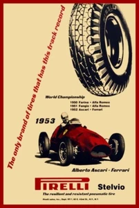 1953 Pirelli Tires w/ Ferrari Race Car NEW Sign: 24x36" USA Steel XL Size - Picture 1 of 1