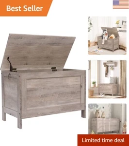 Versatile Wooden Look Toy Chest & Entryway Bench - Easy Assembly, Safe Use - Picture 1 of 10