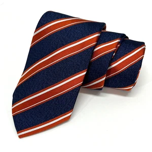 Banana Republic Striped Tie NEW - Blue Navy Orange 100% Silk Made in USA - Picture 1 of 8