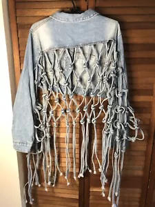Lilly's Kloset Jean Jacket Size S Concert Boho W/fringe - Picture 1 of 8