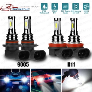 55W 8000LM 9005 H11 LED Headlight Bulbs Conversion Kit High Low Beam 6000K White - Picture 1 of 10