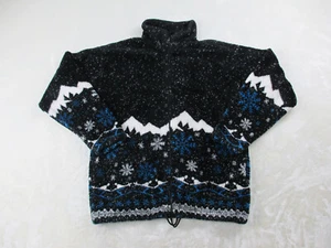 VINTAGE Mazmania Sweater Womens Small Black Fleece Full Zip AOP Outdoors Ladies* - Picture 1 of 11