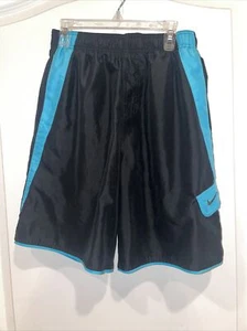 Men’s NIKE LINED SWIM TRUNKS SHORTS WITH POCKETS Medium Black Teal - Picture 1 of 2