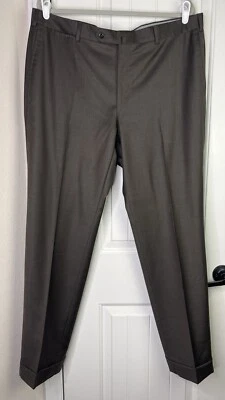 Брюки мужские Ermenegildo Zegna 58 шерсть прямые серо-коричневые с манжетами 40x32 роскошь - Изображение 1 из 4
