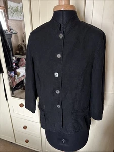 VERSE Black Linen 3/4 Sleeve Lightweight Short Button Ladies Jacket UK Size 12 - Picture 1 of 13