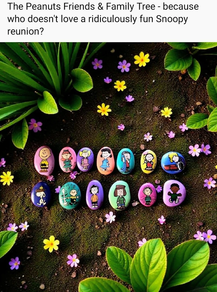 Handpainted Garden Rocks-The Peanuts Friends & Family Tree! 13 Qty Set - Image 1 of 4