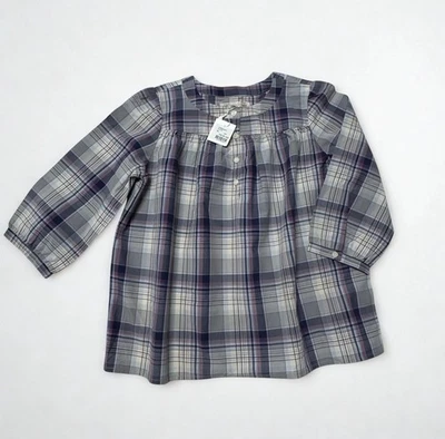 Bonpoint Girls Plaid Cotton Blouse Long Sleeve 100% Cotton Size 8A - Image 1 of 4