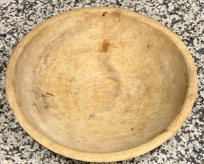 Primitive Wooden Dough Bowl Farmhouse 13”x12.5” Out Of Round - Image 1 of 4