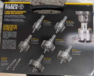 Klein Tools 31873 8-Piece Master Electrician's Hole Cutter Set Brand New - Image 1 of 3