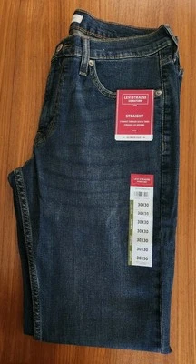 Мужские джинсы прямого покроя Levi Strauss Signature 30x30 ТЕМНО-СИНИЕ СТИРКА Flex #53525 - Изображение 1 из 4