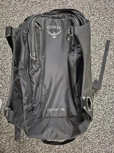 Mochila de viaje Osprey Porter 46 negra bolsa de lona senderismo camping al aire libre - Imagen 1 de 4
