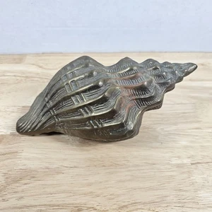 Vintage MCM Brass Conch Seashell Sculpture 8" - Picture 1 of 8