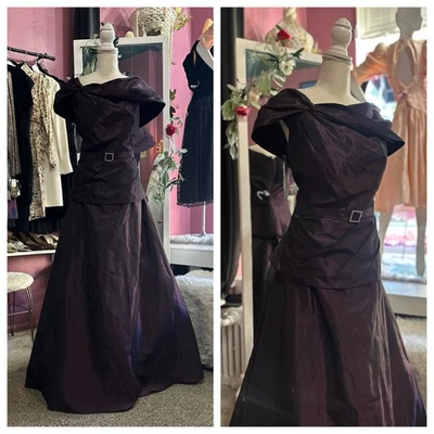 Maxi Vestido Formal 2 Piezas Vintage Años 90 Alfred Angelo Baile de graduación Púrpura Victoriano Hada XL Foto 1 de 4