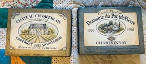 two decorative blocks displays vintage wine labels.chateau chamberlain...8"X6" - Picture 1 of 5