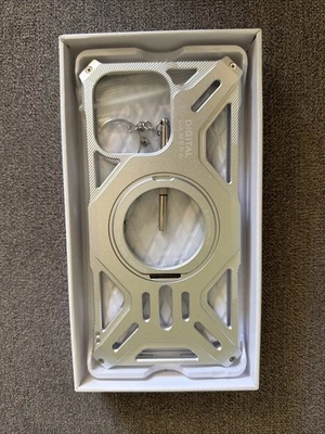 Magnetic Metal Armor Hollow Shockproof Stand Case For iPhone 16 15 14 13 Pro Max - Image 1 of 4